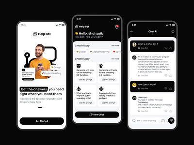Help Bot - AI Chat Assistant App ai chat ai chat assistant app ai chat bot ai chatbot mobile app ai helper mobile app smartphone chatbot ui design