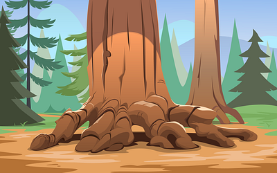 Giant sequoia drawing illustration sketch spot illustration vector