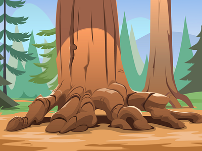 Giant sequoia drawing illustration sketch spot illustration vector