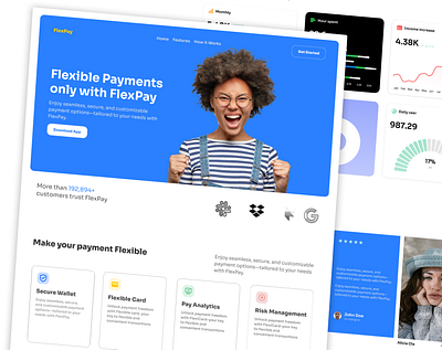 FlexPay Landing Page branding figma land landingpage template webflow wordpress