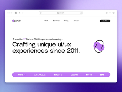 Hero Section - Puce UX Studio agency design hero section landing page landing page design ui ux web web design website