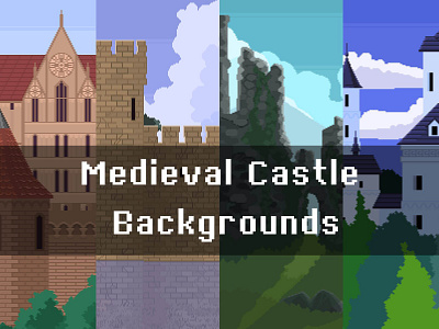 Medieval Castle Pixel Backgrounds 2d art asset assets background backgrounds bg castle fantasy game game assets gamedev illustration indie indie game medieval middle age pixel pixelart pixelated