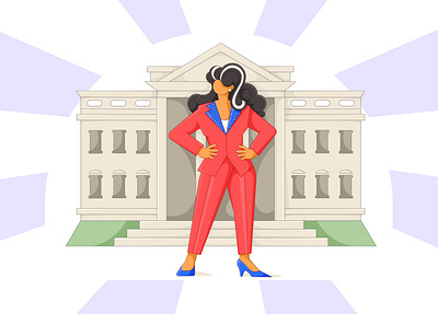 Woman before the White House 2d character concept design graphic design illustration vector visual