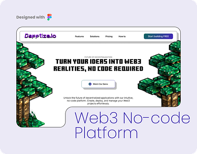 Web3 No-Code Platform Landing Page app branding design lego minecraft minecraft landing page ui ux web3