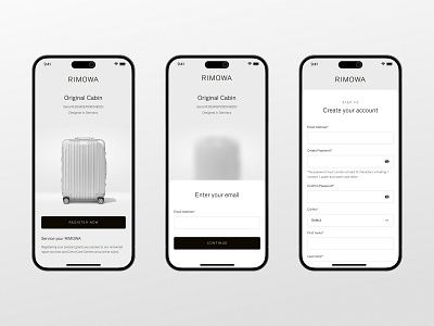 Luggage Registration luxury mobile suitcase ui ux