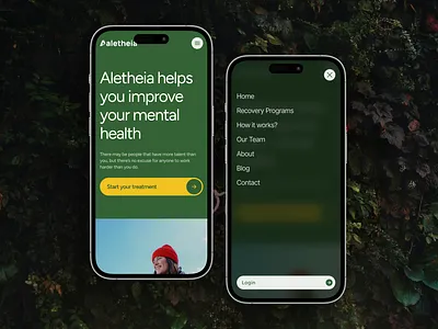 Mobile Exploration clean framer website green health landing page mental health mental health website mobile app modern product design site ui ux web web 2.0 web design website website design