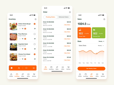 Food Delivery App Sales Management UI adobe xd ui design app design inspiration clean ui design customer management ui delivery app ui figma ui design food app design food business management ui food delivery app ui food delivery dashboard design inventory management app mobile app ui design modern dashboard ui order management system order tracking dashboard real time sales dashboard restaurant sales management sales analytics dashboard sales management ui uiux design