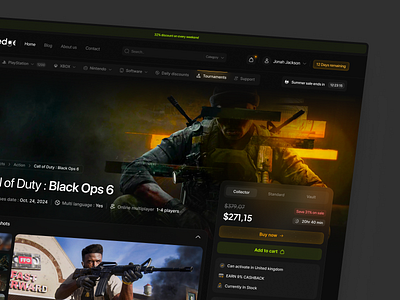 Edge - Gaming E-commerce Website call of duty clean download ecommerce game game details game shop game shop application game store game store app gaming landing page minimal product shop store ui ui design ux website