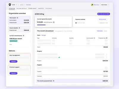Organization Billing billing dashboard