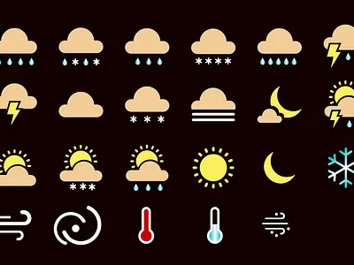 Weather Icons 3d animation branding graphic design icon icons logo motion graphics ui weather icons2 weathre