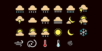 Weather Icons 3d animation branding graphic design icon icons logo motion graphics ui weather icons2 weathre