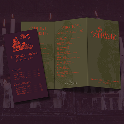 The Familiar - Witchy Bar Menu brand branding halloween logo restaurant witch witchy