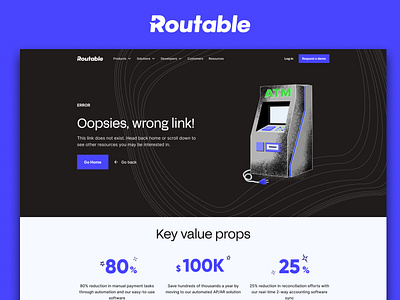 Routable 404 Page Concept - Web Design branding design graphic design illustration typography ui vector web design