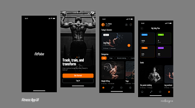 Fitness app UI design fitness app homescreen onboarding train ui uiux ux