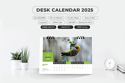 A5 Desk Calendar 2025 a5 branding business calendar corporate creative decoration design desk desktop graphic design illustration logo monday month office photo print printable ui