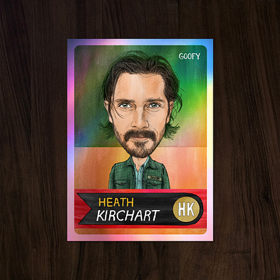 Heath Kirchart Holographic Trading Card art baseball basketball collectible drawing foil heath hobby hologram holographic illustration kirchart portrait skate skateboard skateboarding skateboards sports trading card watercolor