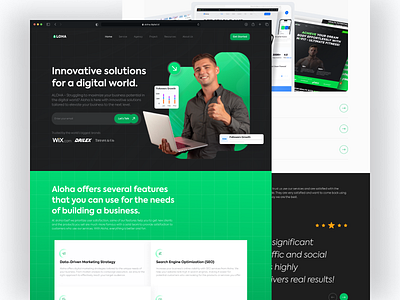 Aloha 📸 - Agency & Digital Marketing Landing Page 3d aloha animation app branding design digital digitalmarketing graphic design illustration landingpage logo marketing minimal mobile design mobile ui motion graphics ui uiux ux