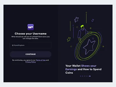 urFeed Sign up - Username blockchain crypto design sign up ui web3