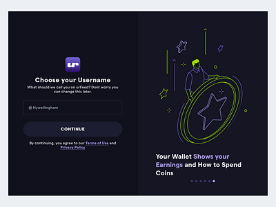 urFeed Sign up - Username blockchain crypto design sign up ui web3