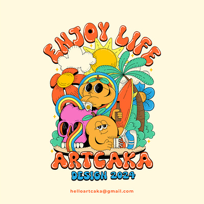 Enjoy Life artcaka character clothing design designforsale graphic design illus illustration mascot tshirtdesign