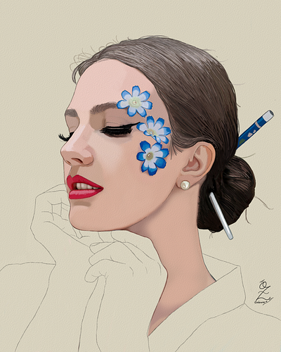 Model Portrait Color Sketch art arte boceto color design dibujo digital art digitalart drawing fanart flowers illustration model ozgaleano painting portrait retrato sketch