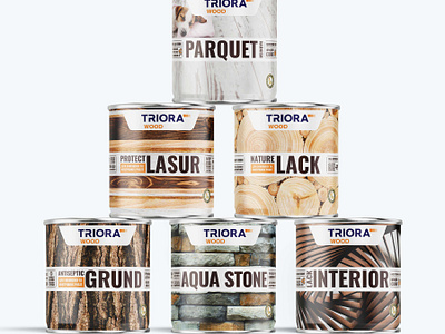 TRIORA WOOD: Modern Packaging Design Solution branding goods graphic design household interior lack lasur package packaging design paint parquet stone varnish wood