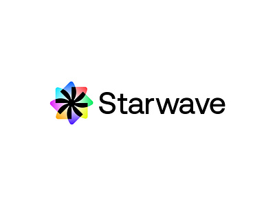 Starwave Logo Design app icon brand identity branding creative logo geometric shape gradient logo icon logo design starwave logo wordmark