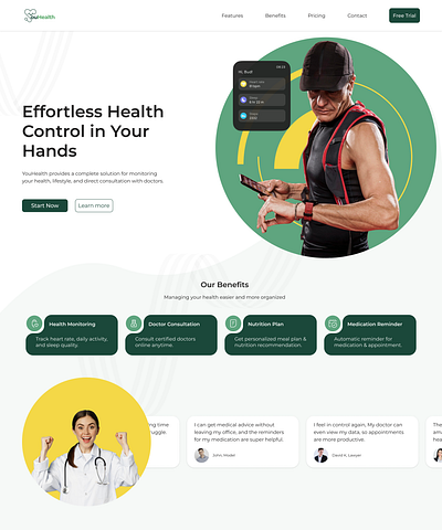 Landing Page of Health App app branding design graphic design illustration typography ui ux