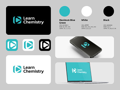 Learn Chemistry Logo app branding business chemistry education learning logo logos mockup modern simple study video