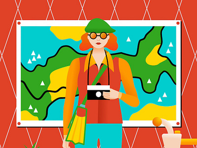 Traveler character fashion graphic design illustration lifestyle portrait travel vector wes anderson