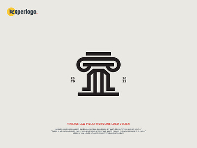 Vintage law pillar monoline logo design