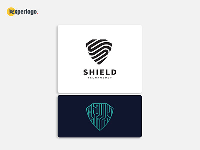 Shield security monoline vector logo design