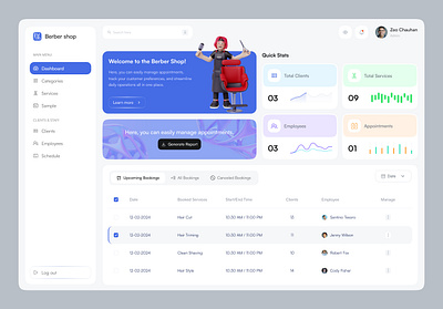 Berber Shop Dashboard barber app barber dashboard barber page barber saloon barbershop webdesign dashboard design dashboard ui hair saloon hair style saas saas design saloon saloon app statistics
