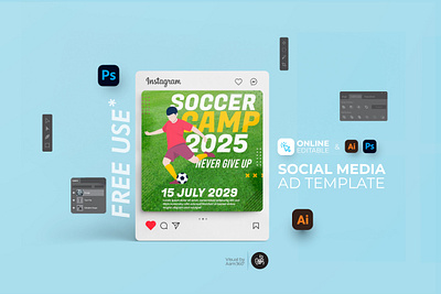 Soccer Camp Instagram Post aam aam360 aam3sixty branding design football football posters illustration soccer ad soccer camp soccer event soccer posters soccer tournament sports