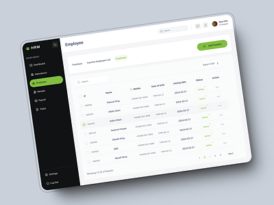 HR - Employee Management Page Dashboard UI UX Design dashboard landing page mobile app product design saas dashboard sasa uiux wed design