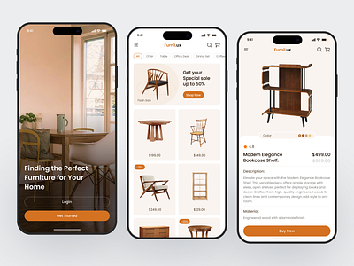 FurniLux- Furniture Mobile App app app design e commerce design ecommerce design ecommerce mobile app furniture furniture app furniture design furniture mobile app furniture shop mobile app ui