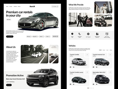 RentR Luxury Car Rental Website UI Design app design automobile automobile landing page car car rental car website car website ui design design figma figma design luxury car rental rental landing page rifat ony ui ux website design