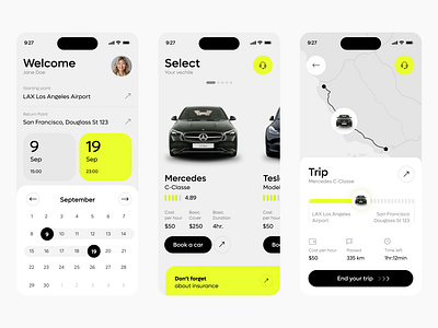 Rent a car app car car app dashboard mobile taxi taxi app ui ux