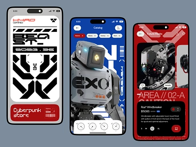 Cyberpunk mobile app concept app creative cyberpunk design graphic design landig page minimalism mobile ui киберпанк