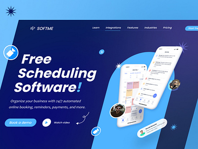 Online Scheduling Header Design appointment branding design system hero header home page landing page logo online appointmen project management saas scheduling scheduling platform team management ui design ui element ui ux design uiux user interface webdesign website deisgn