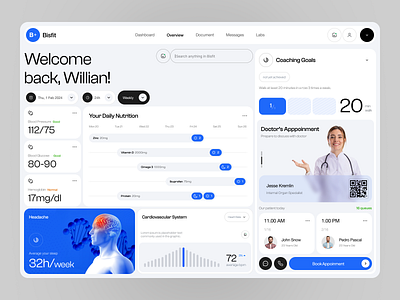 Bisfit - Medical Dashboard 3d app brutalism clean dashboard design health medical ui uidesign user experience userinterface ux web design website