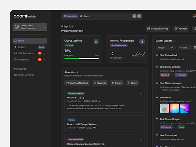 Boomi Insider Dark mode (SaaS Dashboard) dark mode dashboard saas ui web3 webapp