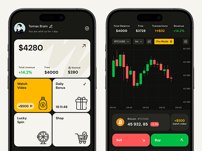 Crypto Trading App Interface android app appdesign btc chart crypto cryptrading darkmode design education ios mobiledesign pro promode trading ui uiux ux uxui