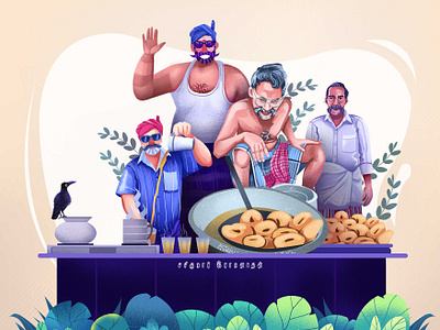 My father (Tea master) char character design digital illustration tamil traditional trending illustration ui