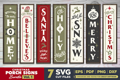 Christmas Porch Signs SVG Bundle Vol.1 7 Vertical Signs 3d animation branding graphic design logo motion graphics ui