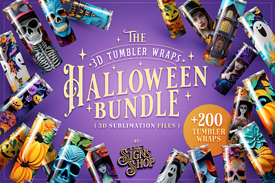 3D Tumblers Halloween Mega Bundle 200 Tumbler Wraps 3d animation branding graphic design logo motion graphics ui