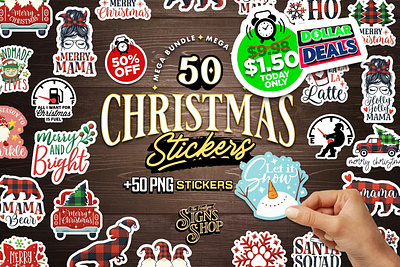 50 Christmas Stickers Bundle 50 PNG files Plus Sticker 3d animation branding graphic design motion graphics ui