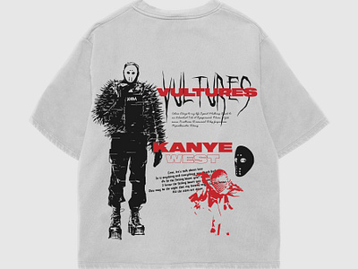 Kanye West Streetwear T Shirt Design apparel brand branding clothing fashion fashion brand illustration kanye west oversized t shirt design streetwear design tshirt design vector vultured