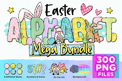 Easter Alphabet PNG Sublimation Bundle BEST SELLER 3d animation branding graphic design logo motion graphics ui