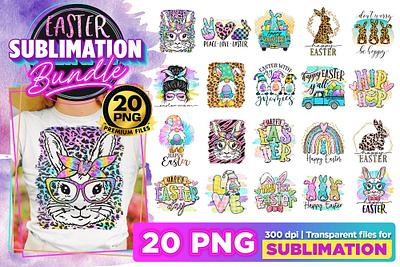 Easter Sublimation Bundle 20 PNG BEST SELLER 3d animation branding graphic design logo motion graphics ui